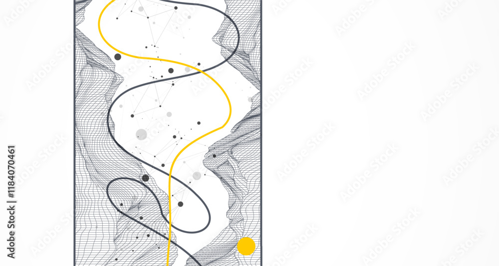 Aufkleber Trendy abstract wireframe background. Modern science or technology art elements. Surface illustration.