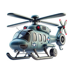 Cartoonish 3D Helicopter - Transparent Background