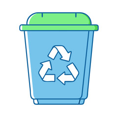 recycling bin vector icon, office vector illustration - simple illustration of recycling bin perfect for logos, and office-themed designs.