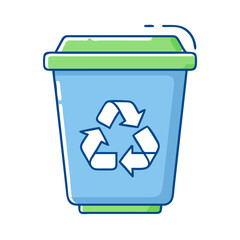 recycling bin vector icon, office vector illustration - simple illustration of recycling bin perfect for logos, and office-themed designs.