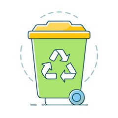 recycling bin vector icon, office vector illustration - simple illustration of recycling bin perfect for logos, and office-themed designs.