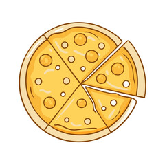 cheese pizza vector icon, foods vector illustration - simple illustration of cheese pizza perfect for logos, and foods-themed designs.