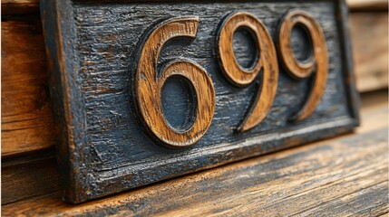 Rustic Wooden House Number Sign 699