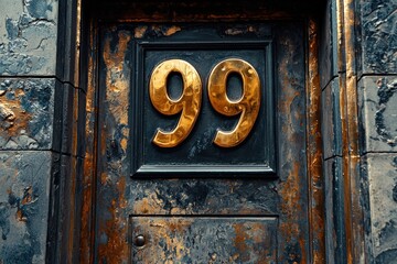 Artistic Close-Up of Rustic House Number 99