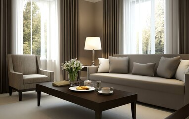 Luxurious aesthetic blends modern style with traditional comforts.