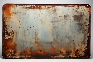 Weathered Rusty Metal Sign with Old Paint Peeling and Textured Surface for Background Use in Various Projects