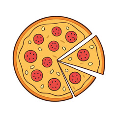 pepperoni pizza vector icon, foods vector illustration - simple illustration of pepperoni pizza perfect for logos, and foods-themed designs.