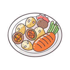 roasted vegetables vector icon, foods vector illustration - simple illustration of roasted vegetables perfect for logos, and foods-themed designs.
