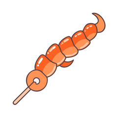 shrimp skewer vector icon, foods vector illustration - simple illustration of shrimp skewer perfect for logos, and foods-themed designs.