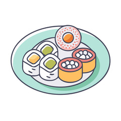 sushi platter vector icon, foods vector illustration - simple illustration of sushi platter perfect for logos, and foods-themed designs.