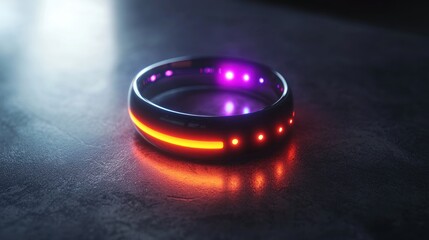 Futuristic Smart Ring with Neon Lights: A Cyberpunk Aesthetic