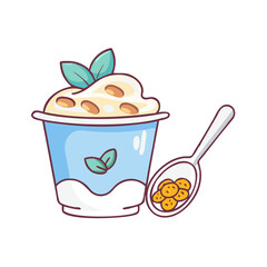 yogurt with granola vector icon, foods vector illustration - simple illustration of yogurt with granola perfect for logos, and foods-themed designs.