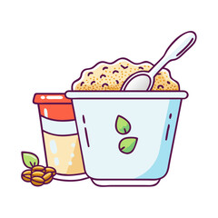 yogurt with granola vector icon, foods vector illustration - simple illustration of yogurt with granola perfect for logos, and foods-themed designs.