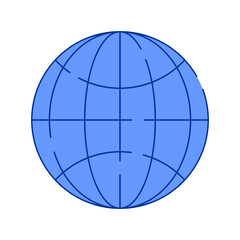 A captivating blue globe vector illustration with detailed latitude and longitude lines, showcasing the Earth's coordinate system. Perfect for educational, navigation, and mapping purposes