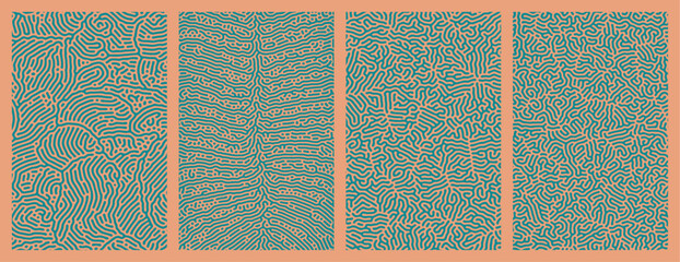 set of organic turing abstract lines pattern background. pack collection design