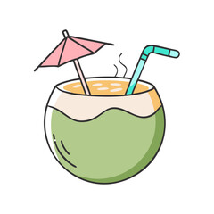 coconut drink vector icon, drinks vector illustration - simple illustration of coconut drink perfect for logos, and drinks-themed designs.