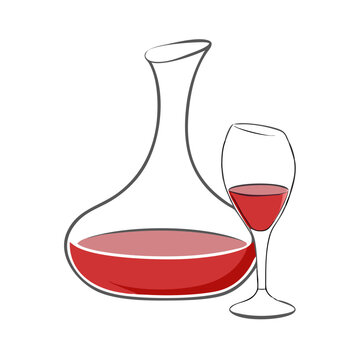 red wine decanter and glass clip art preview
