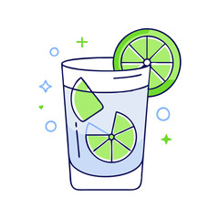 Obraz premium gin and tonic with lime vector icon, drinks vector illustration - simple illustration of gin and tonic with lime perfect for logos, and drinks-themed designs.