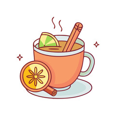 hot cider with cinnamon vector icon, drinks vector illustration - simple illustration of hot cider with cinnamon perfect for logos, and drinks-themed designs.