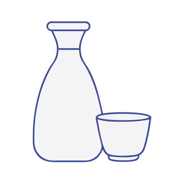 recommend clip art: sake bottle and cup vector icon, drinks vector illustration - simple illustration of sake bottle and cup perfect for logos, and drinks-themed designs.