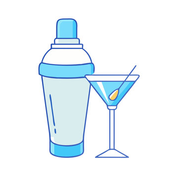 blue cocktail shaker and martini glass clip art preview