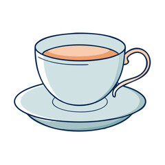 tea cup with saucer vector icon, drinks vector illustration - simple illustration of tea cup with saucer perfect for logos, and drinks-themed designs.