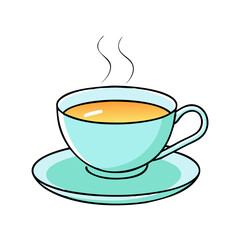 tea cup with saucer vector icon, drinks vector illustration - simple illustration of tea cup with saucer perfect for logos, and drinks-themed designs.