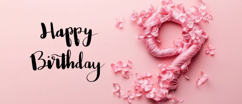 Happy 9th Birthday Floral Number Nine Pink Celebration