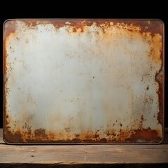 Weathered and Rusty Metal Sign with Blank Surface Suitable for Customization and Artistic Use in Various Creative Projects