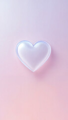 Obraz premium Delicate translucent heart on a pastel pink background.