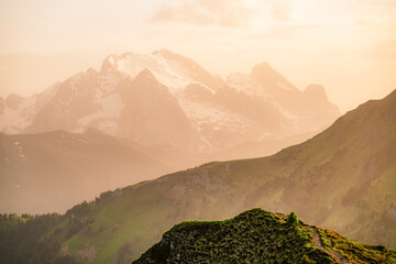 Marmolada peak in the Italian Dolomites mountain at Giau Pass in South Tyrol Italy. Marmolada