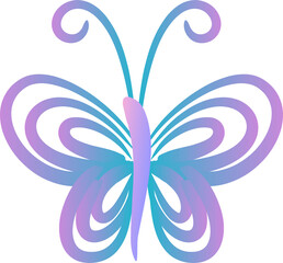 Butterfly beautiful line art blue purple 