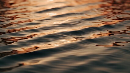 Abstract Brown Water Ripples, Calming Serene Reflections, Golden Hour Texture, Peaceful Water Surface Background