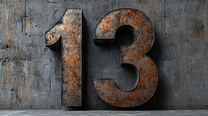 Rustic Industrial Number Thirteen Display
