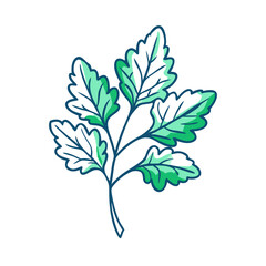 parsley sprig vector icon, vegetables vector illustration - simple illustration of parsley sprig perfect for logos, and vegetables-themed designs.