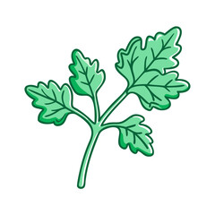 parsley sprig vector icon, vegetables vector illustration - simple illustration of parsley sprig perfect for logos, and vegetables-themed designs.