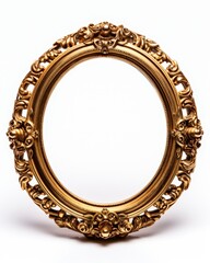 Antique Round Oval Gold Picture Frame with Intricate Floral Design Ideal for Home Decor or Gallery Display