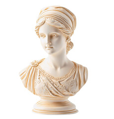 White marble head of young woman. Sculpture on the isolated background