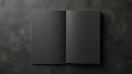 Luxury Minimalist Mockup, Dark Grey Textured Background with Matte Black Paper Spread