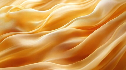 Obraz premium Golden silk fabric drapes, flowing texture, studio shot, soft light background