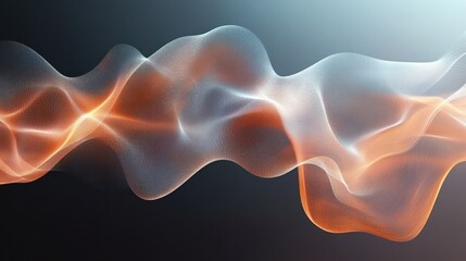 Abstract orange wave, dark background, digital art, website banner