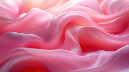 Fototapeta premium Pink silk fabric, draped, studio, soft light, textile background