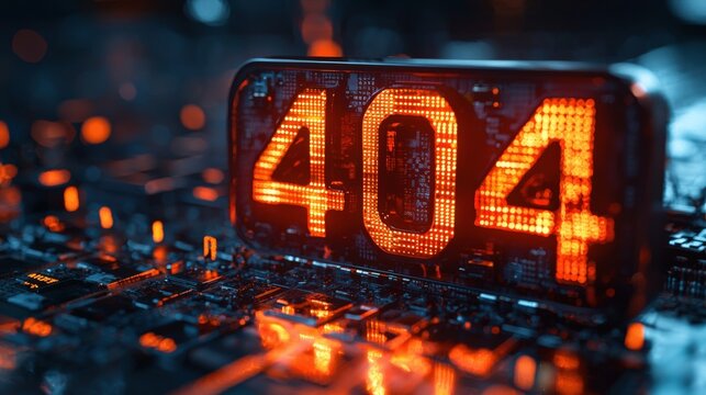 Error 404: Digital Glitch on Circuit Board
