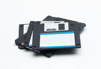 minimalist image showcasing the iconic floppy disk against a pristine white background.