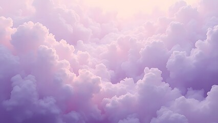 Fototapeta premium Dreamy Lavender Cloudscape, Abstract Pastel Cloud Patterns, Soft Purple Sky Background