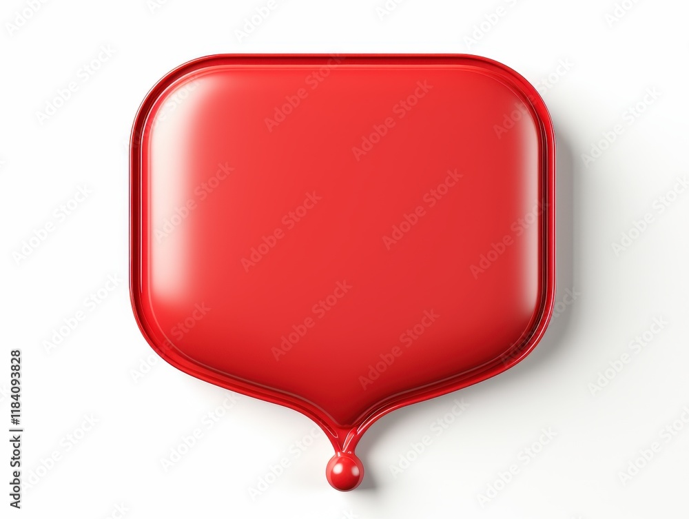 Poster isolated red speech bubble on white background perfect for communication concepts, text bubbles, and