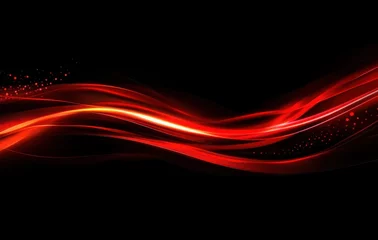 Glowing red light effect with a wave on a black background, a vector presentation design.