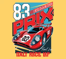Selbstklebende Fototapeten cartoon super racing car illustration for t shirt print or poster © basws