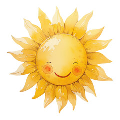 Cheerful sun illustration digital art bright colors whimsical style playful atmosphere