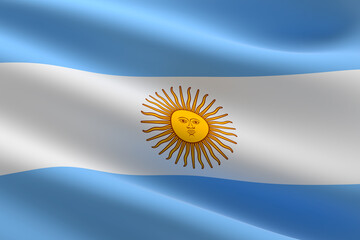 Flag of Argentina. 3d illustration of the Argentinian flag waving.